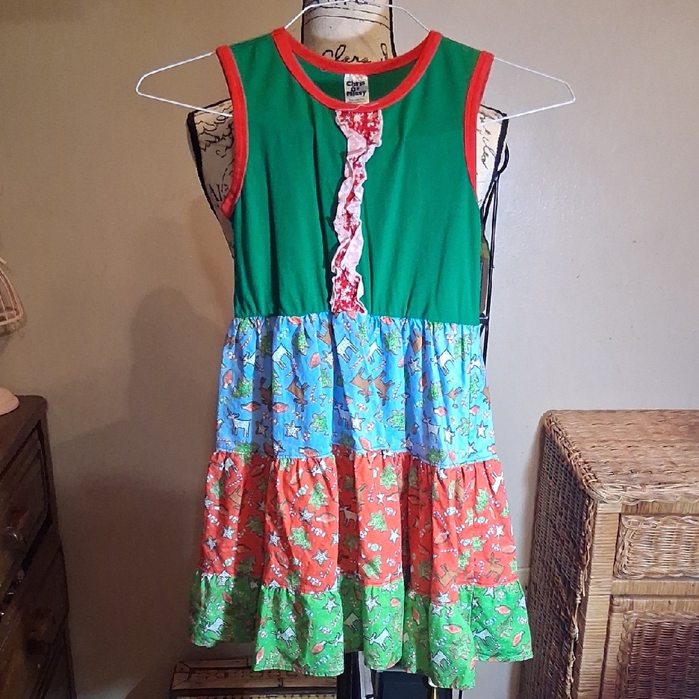 Chris N Missy Colorful Sleeveless Dress with Ruffle Detail Size 8